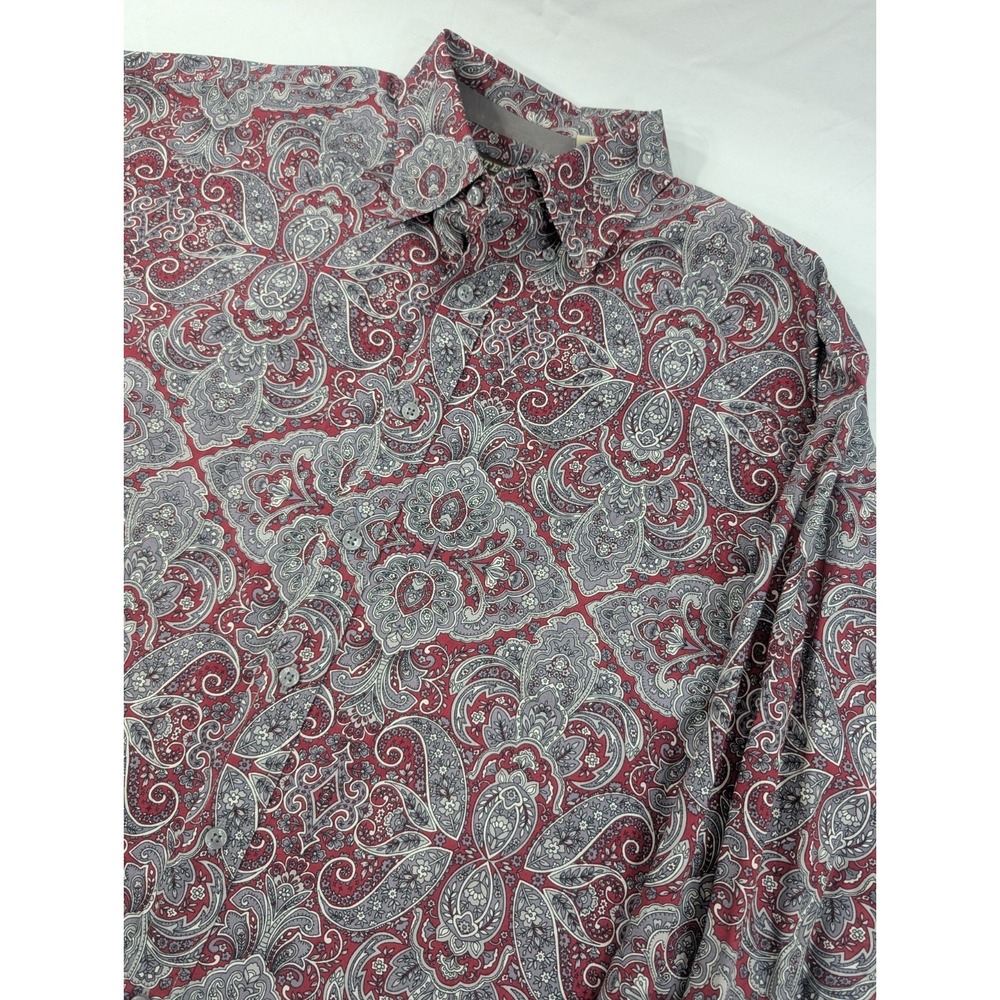 Stetson Shirt Mens XL Wine Sandstone Paisley Floral Button Down Western Rodeo